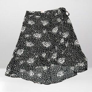 Knox Rose Black and White Patterned Midi Wrap Skirt